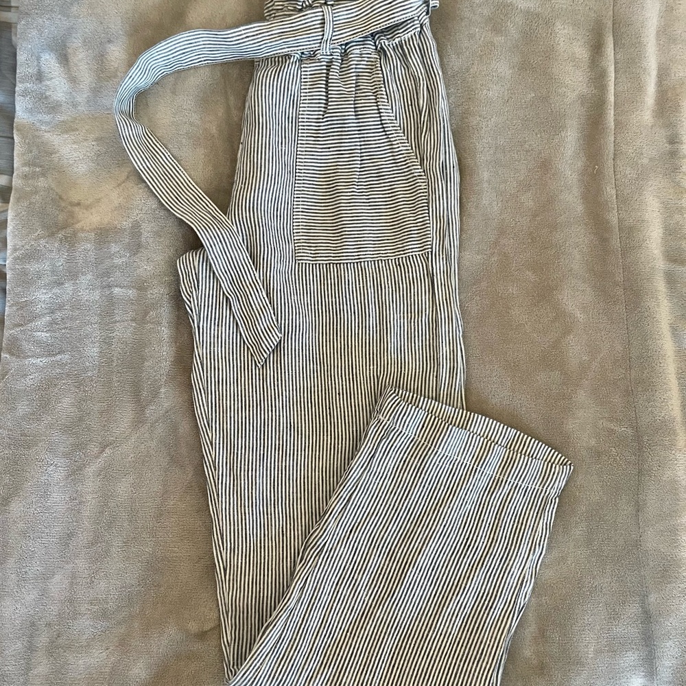C&C California Straight Striped Linen Pants Size Small - Picture 3 of 6